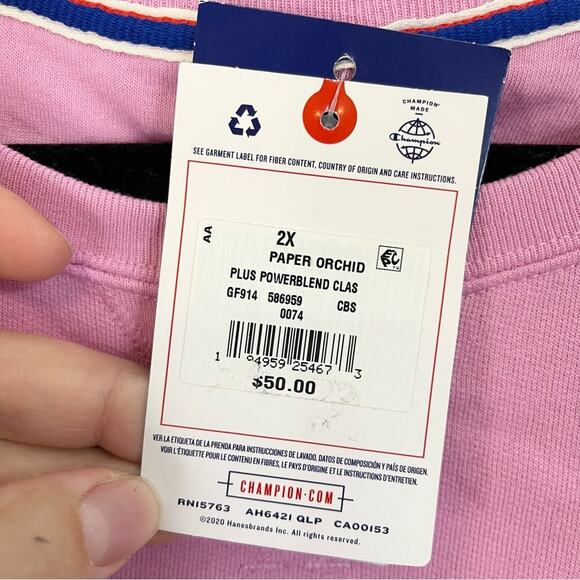 Champion Women's Powerblend Orchid Plus Size Lightweight Crewneck Size 2x NWT - Picture 9 of 10